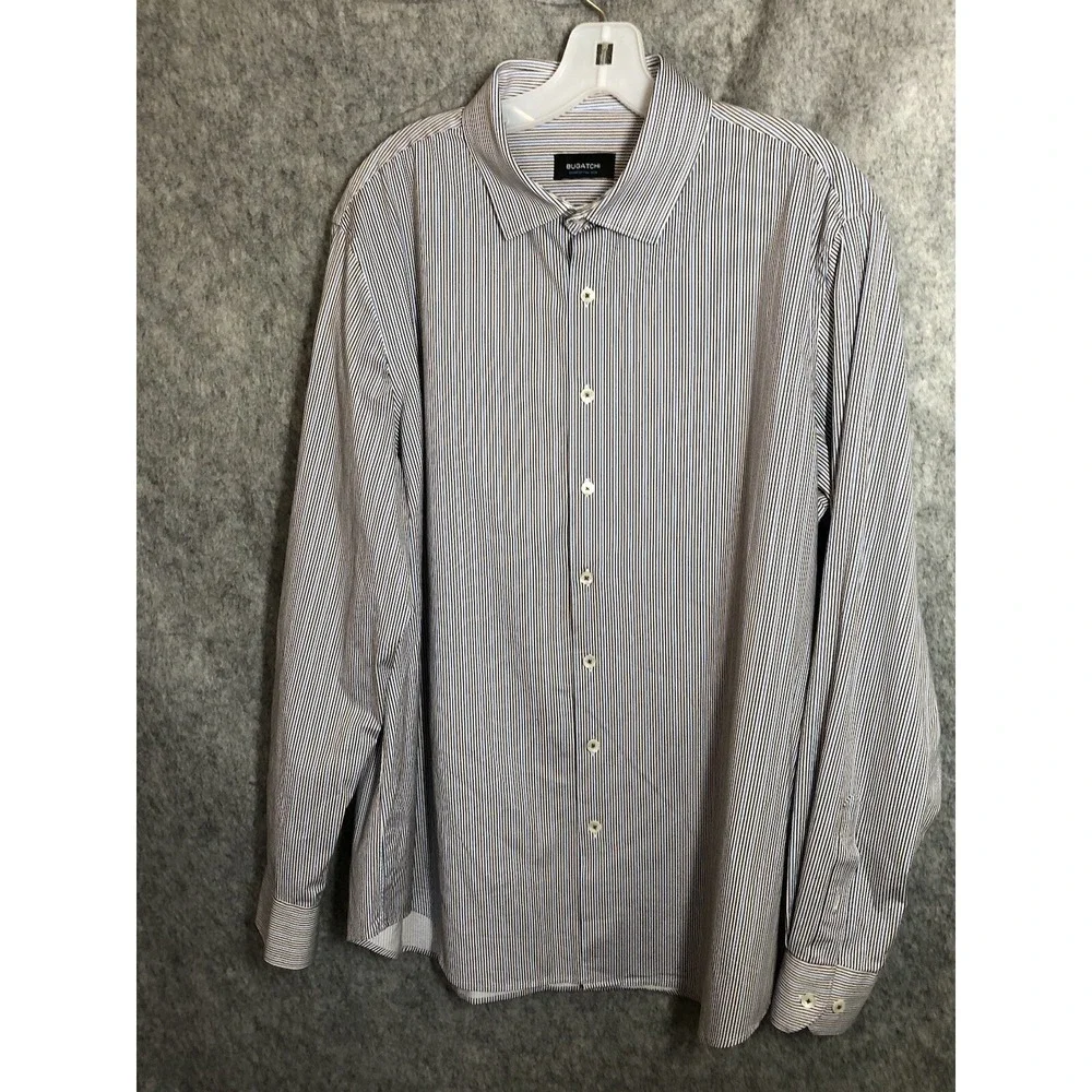 Bugatchi Shirt Mens Extra Large Stripe Ooohcotton Tech Career Casual Office